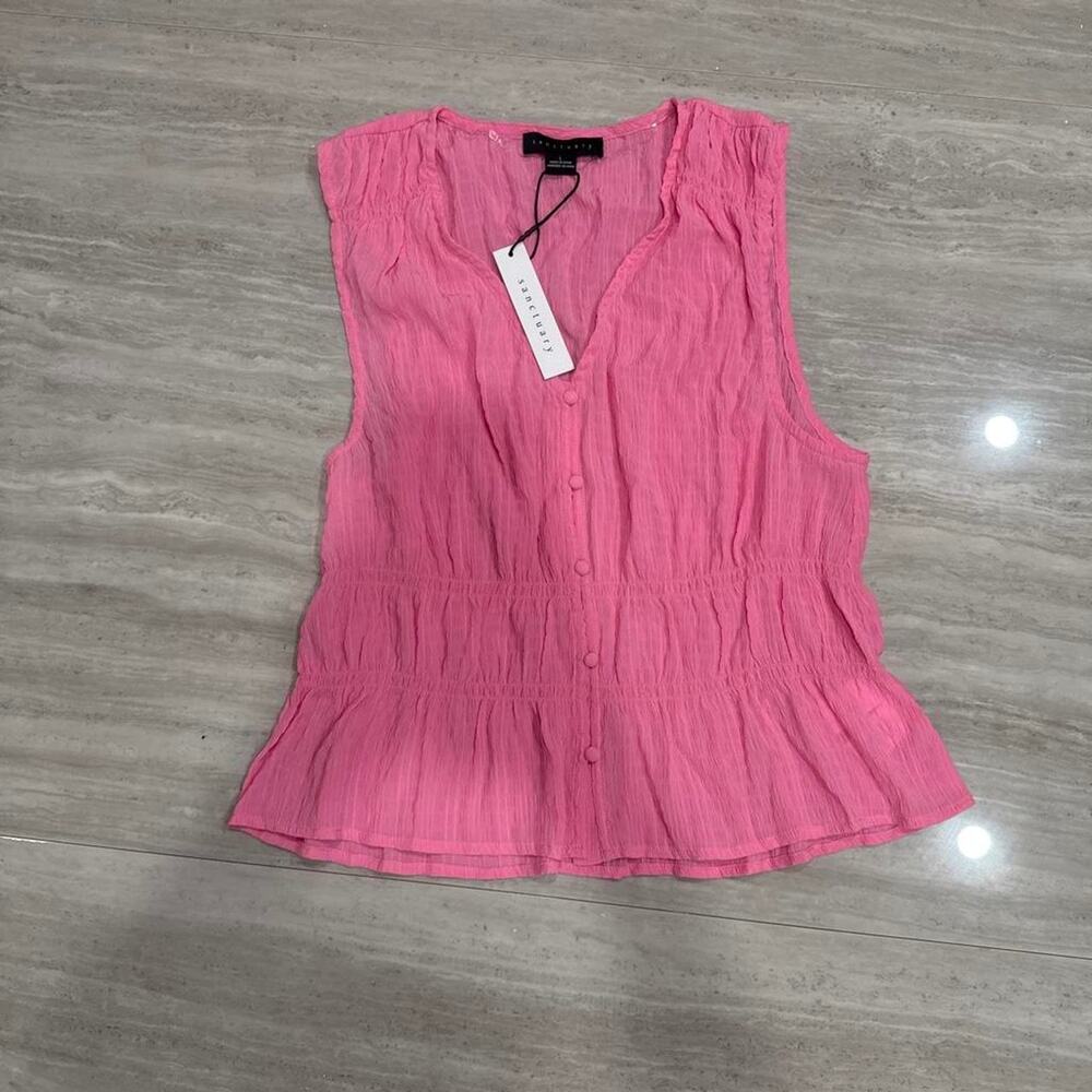 Sanctuary pink blouse with vertical - Picture 1 of 3